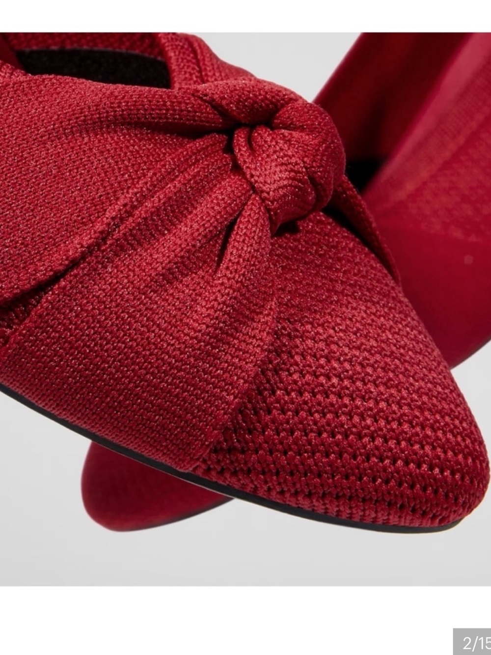 Vivaia Bibi Almond-Toe Knotted Flats in Ruby Red - Picture 2 of 12